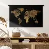 Wereldkaart - Goud - Luxe - Aarde - Zwart Wandkleed katoen middel -sfeer5