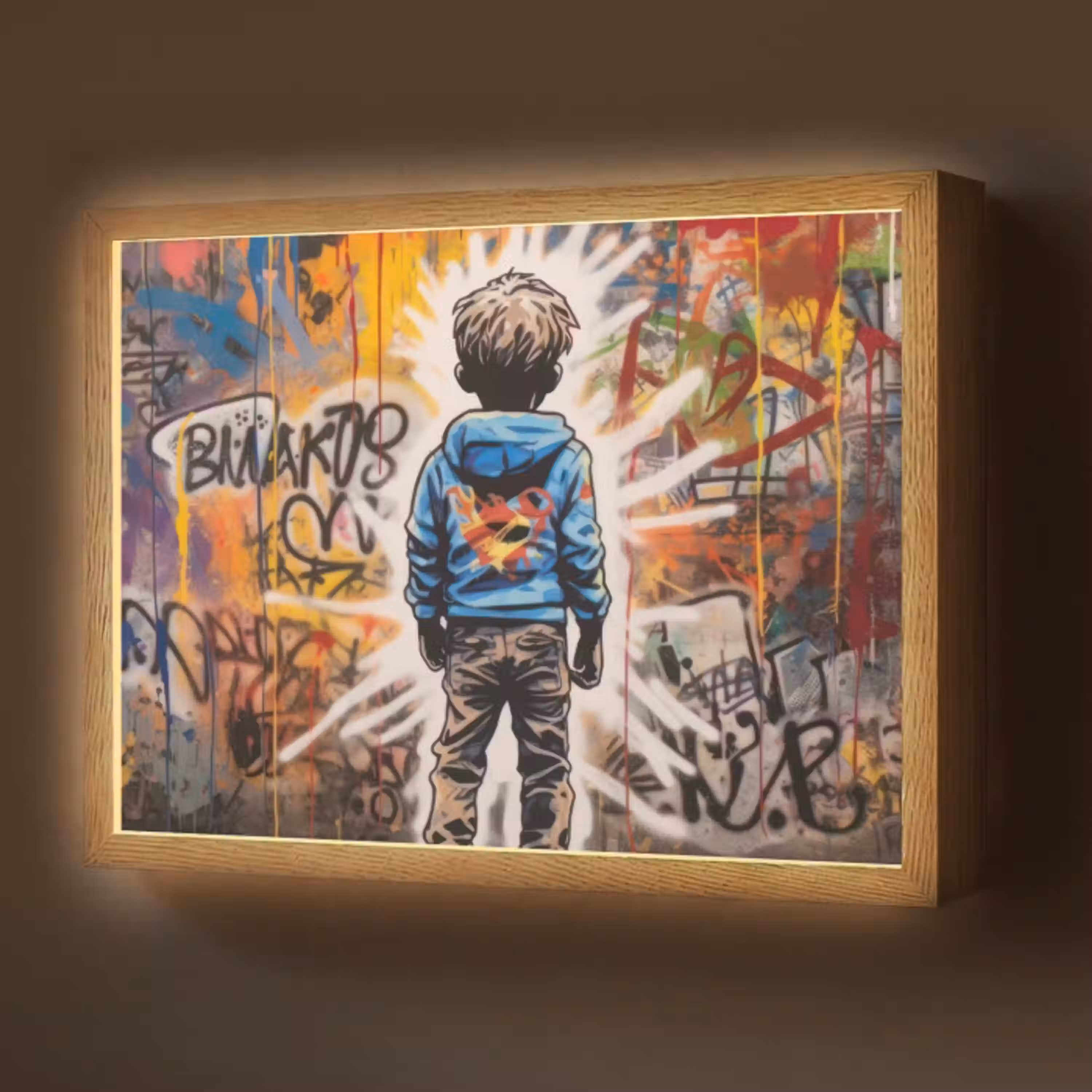 Graffiti - Jongen - Kleuren - Street Art Light Box met batterij (Wandlamp) middel -z3d_website
