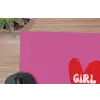 Girl power - Hart - Roze - Rood muismat rubber klein -closeup