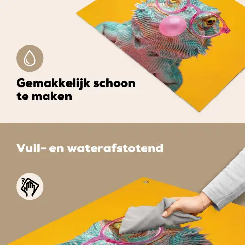 Kameleon - Kauwgom - Kleurrijk Inductie beschemer met haakjes klein -ky-schoon-nl
