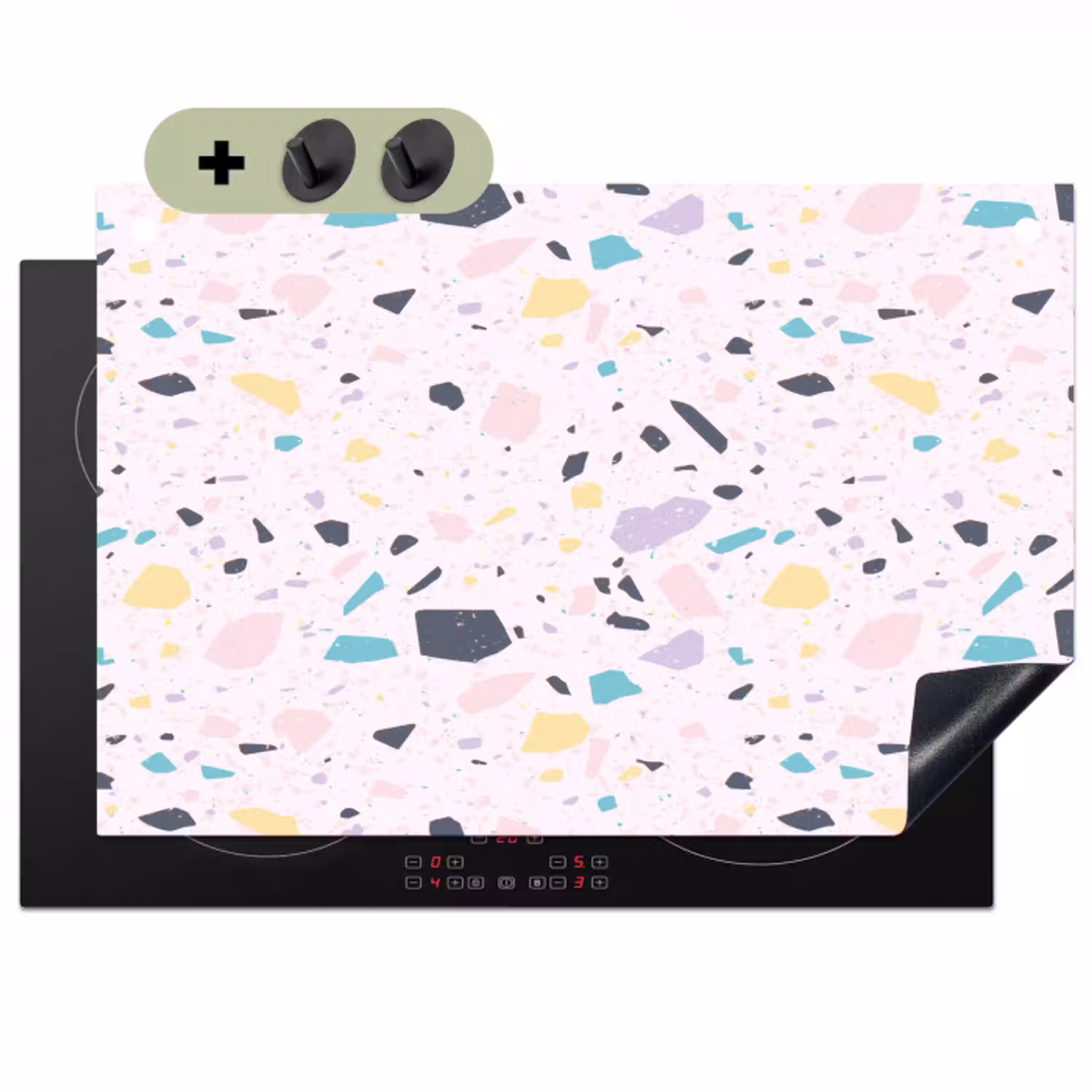 Terrazzo -  Patroon - Zacht - Snoep Inductie beschemer met haakjes klein 777 -3d