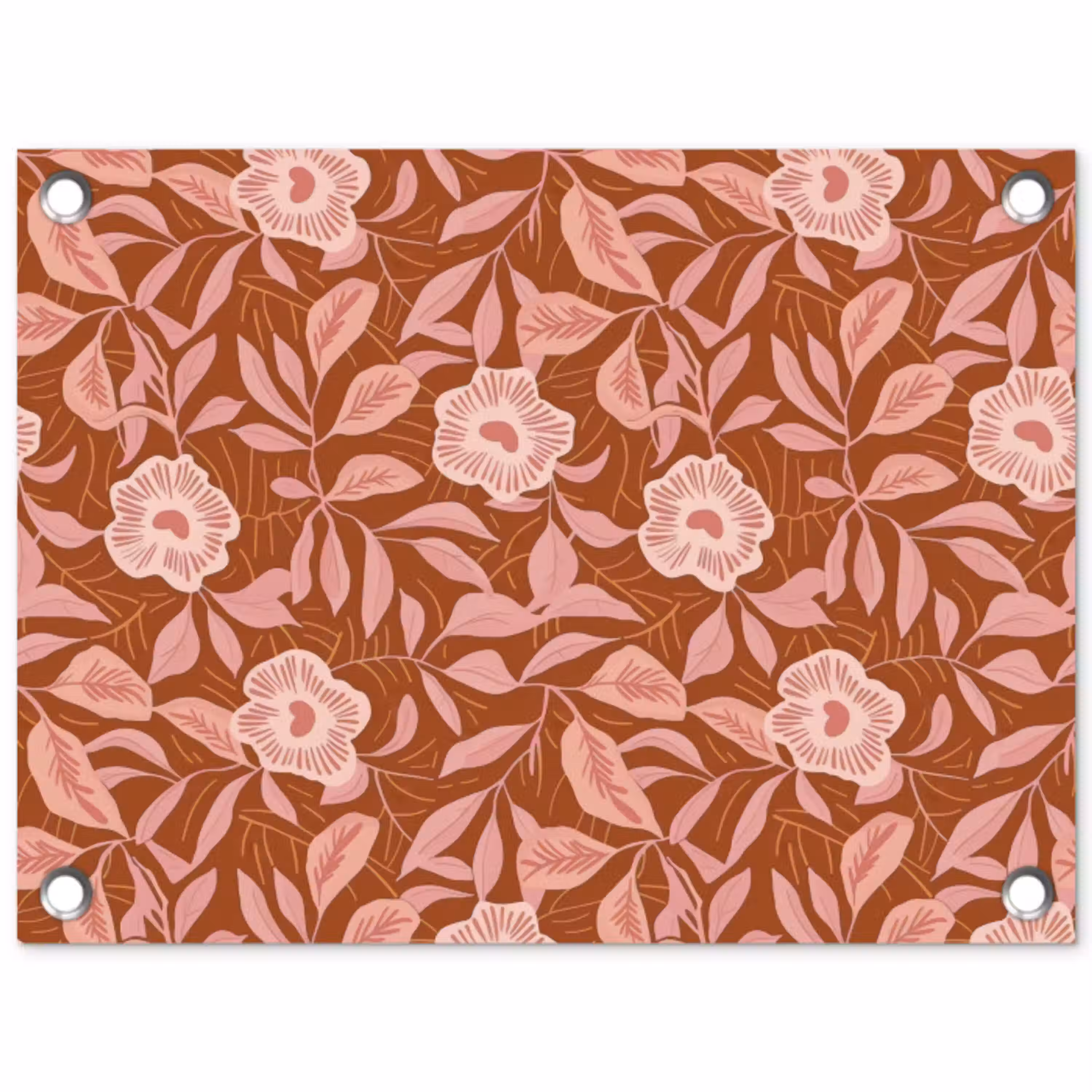 Patroon - Bladeren - Terracotta tuinposter los doek klein 239 -3d