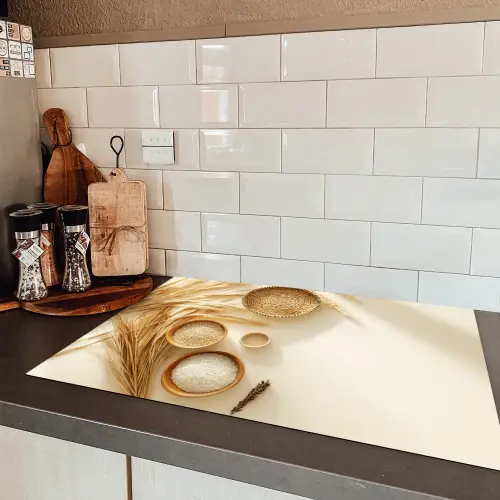 Granen - Hout - Kom - Beige Inductie beschermer vinyl 3mm klein -sfeer3