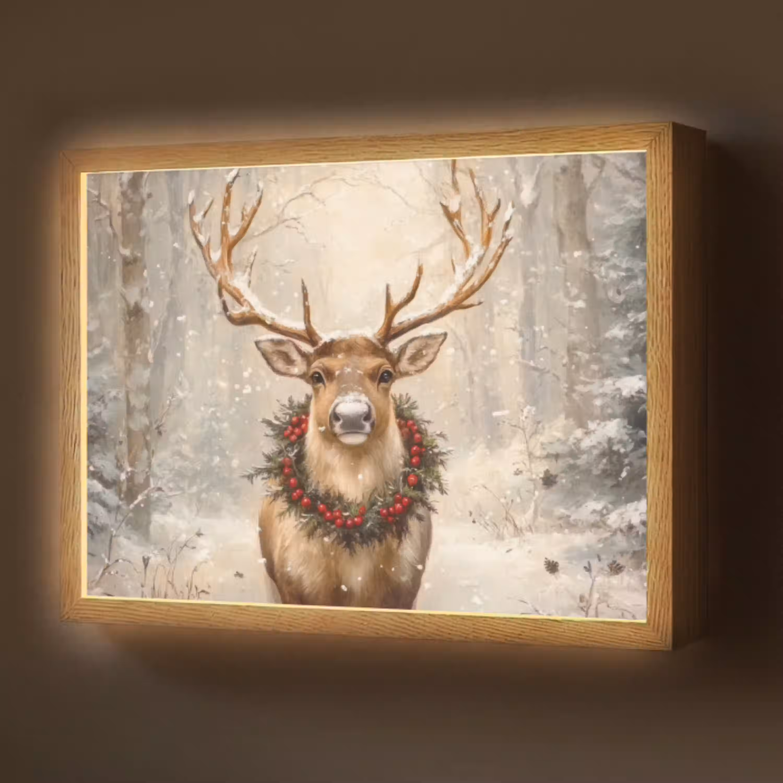 Kerst - Rendier - Winter - Krans Light Box met batterij (Wandlamp) middel -z3d_website
