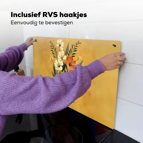 Bladeren - Boeket - Bloemen - Geel Inductie beschemer met haakjes klein -ky-ophangen-nl