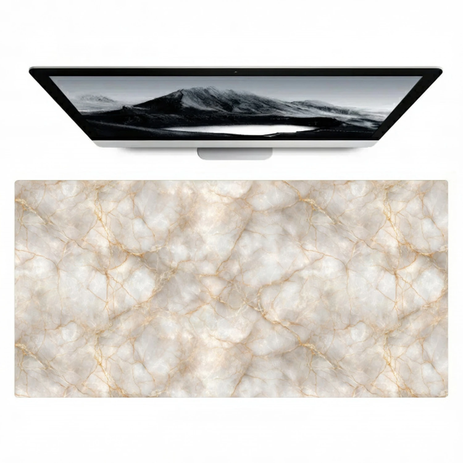 Zandkleurig - Marmer - Natuursteen Muismat XXL klein 681 -zzz3d