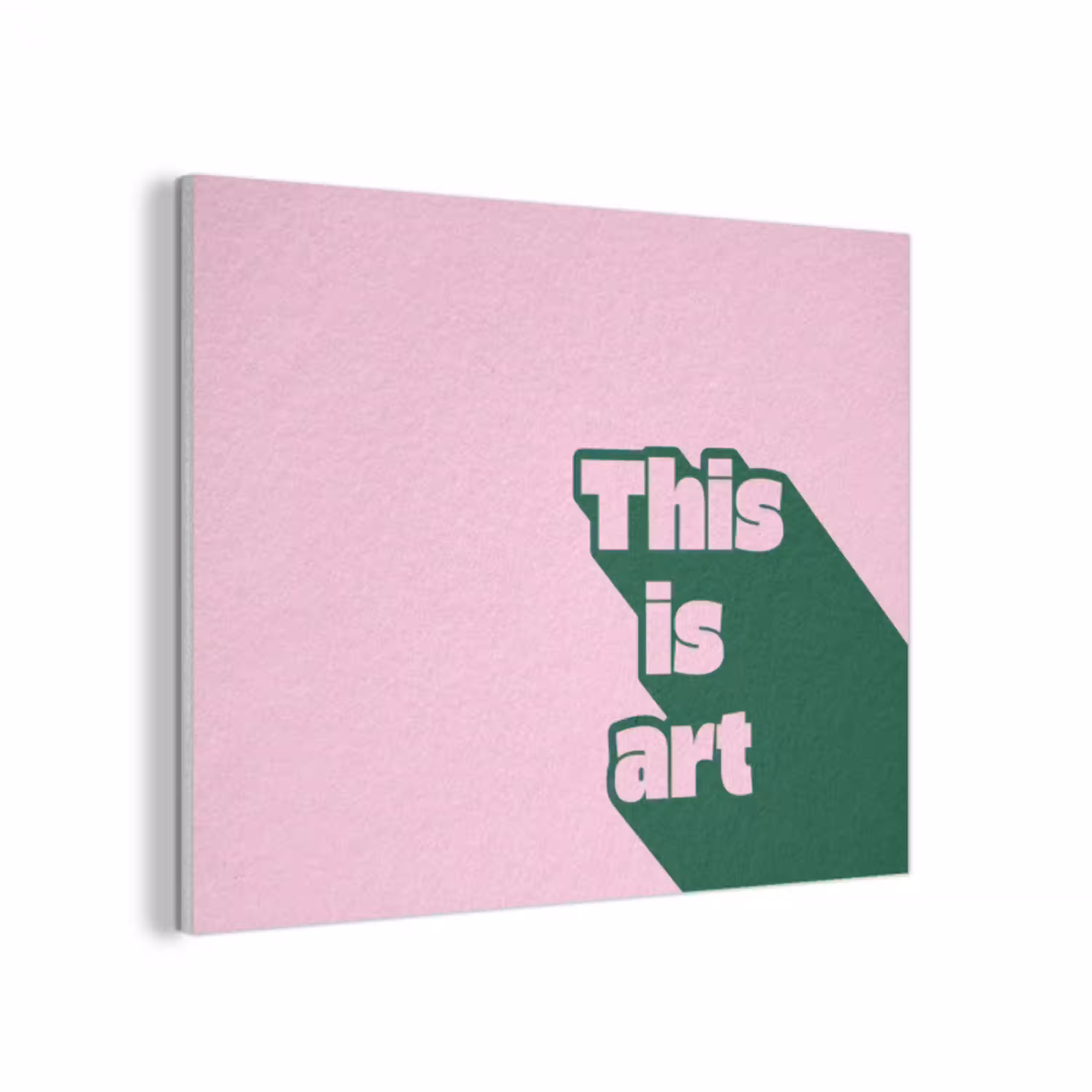 Groen - Teskt - This is art - Roze PET vilt klein -3d