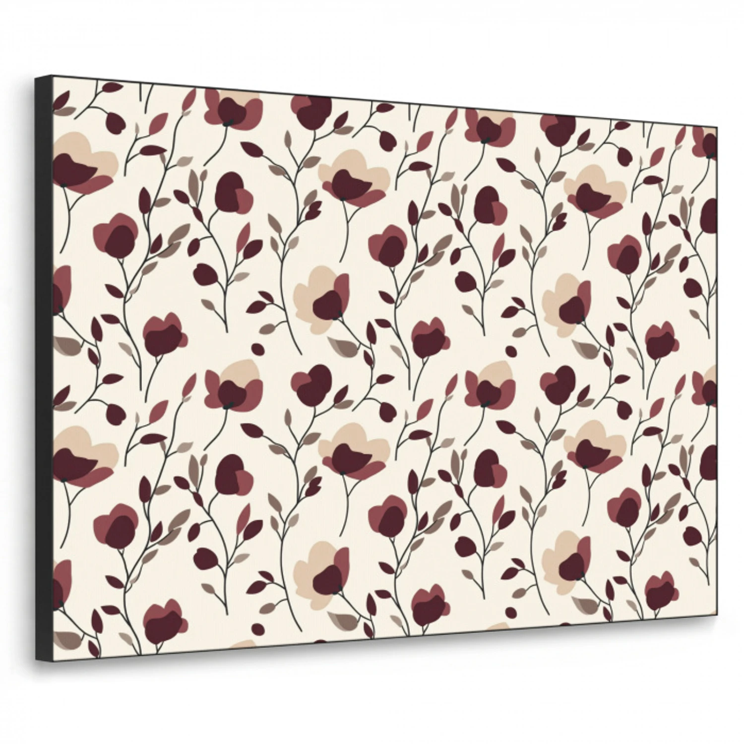 Bloemen - Botanisch - Bordeaux Textielframe zwart klein 947 -3d
