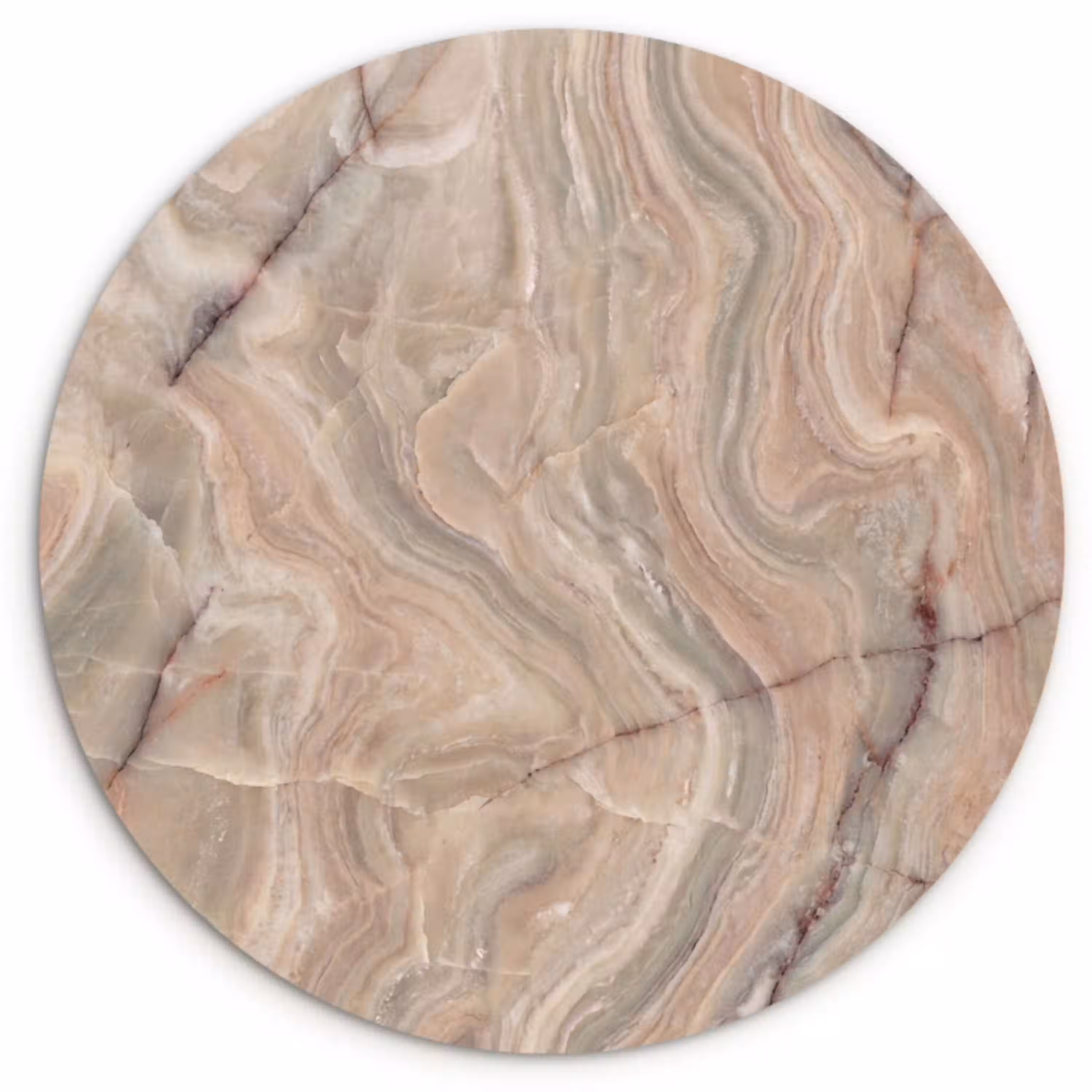 Marmer - Patroon - Abstract - Beige - Groen Wandcirkel kunststof plaat 5mm dik klein -3d