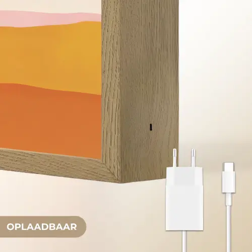 Zon - Heuvels - Abstract - Roze Light Box met batterij (Wandlamp) middel -USP_websiteoplaadbaarNL