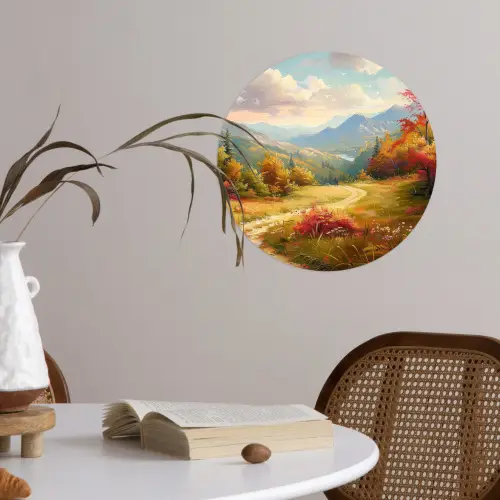 Landschap - Illustratie - Natuur Wandcirkel behangsticker klein -sfeer3