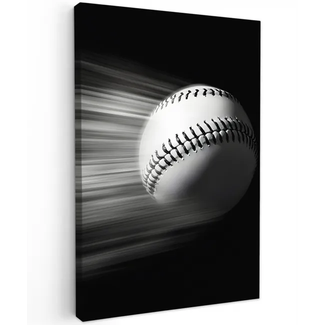 Honkbal - Wit - Vliegt Tuinposter op houten frame 2 cm dik klein -3d