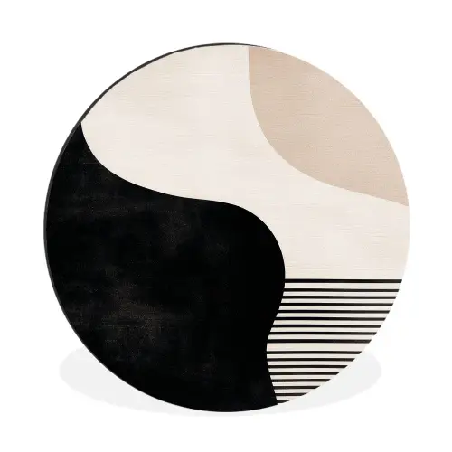 Abstract - Japandi - Beige - Modern Wandcirkel aluminium klein -3d
