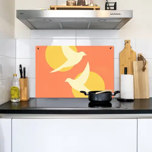Vogels - Cirkels - Geel Inductie beschemer met haakjes klein -sfeer2