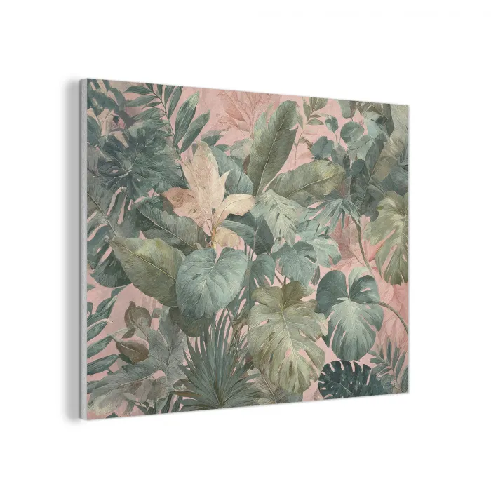 Compositie van bladeren - Groen - Roze PET vilt klein -3d