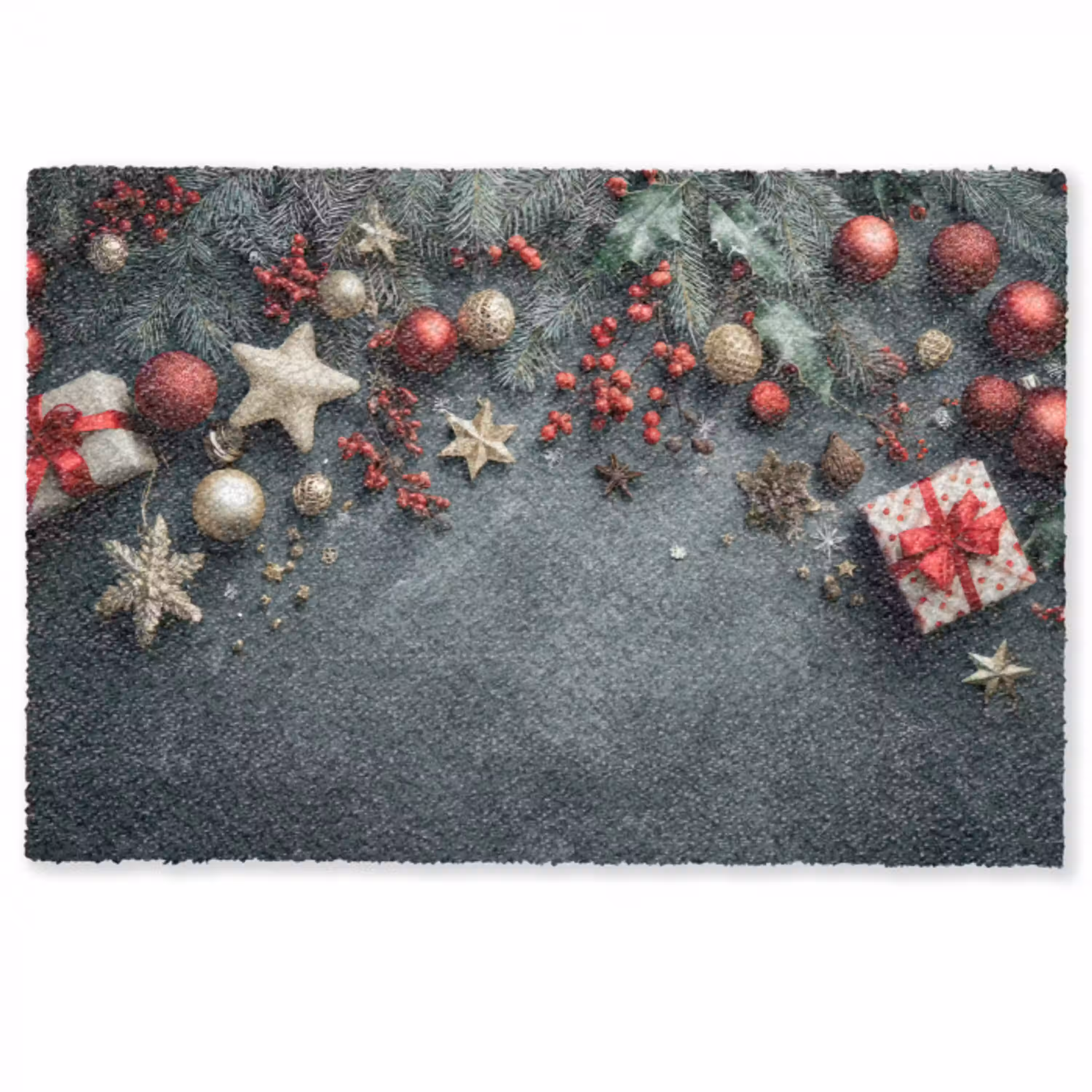 Kerstomlijsting - Hulst - Kleurrijk Deurmat klein -zkaufland3d
