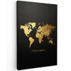 Goud - Glanzend - Wereldkaart - Luxe Tuinposter op houten frame 2 cm dik middel -3d