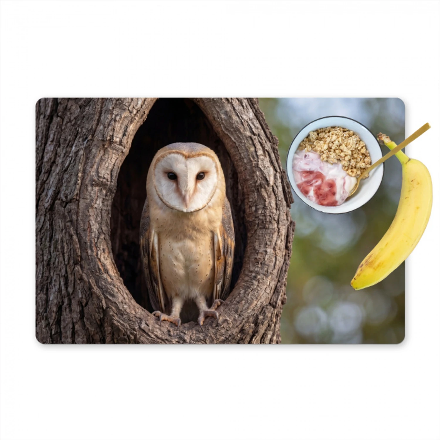 Kerkuil - Boom - Natuur - Bruin Placemat vinyl groot -zzzproduct_Kitchenyeah-website