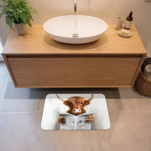 Schotse Hooglander - Dier - Krant - Toilet Badmat klein -sfeer1