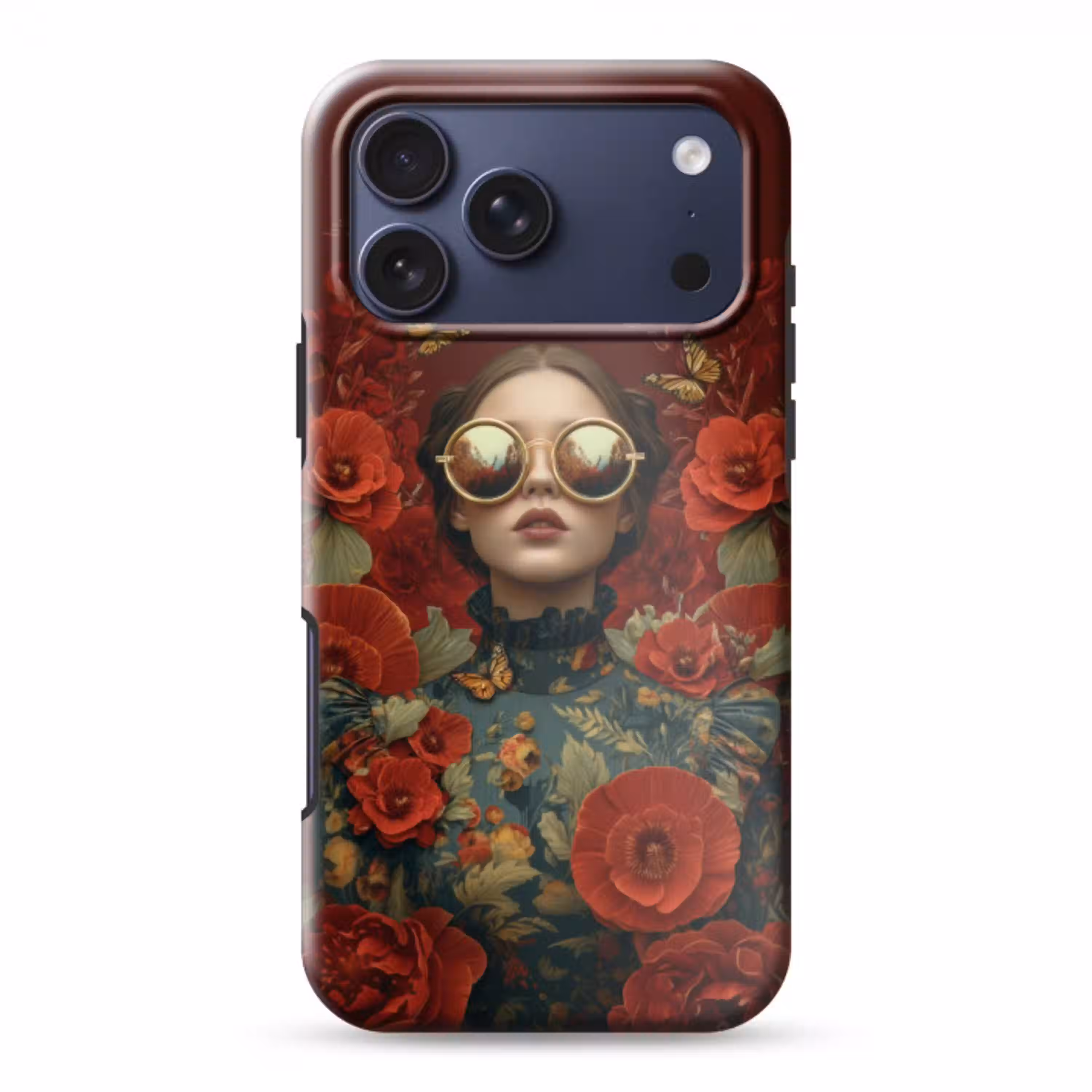 Bloemen - Dieprood - Zonnebril - Vrouw Toughcase MagSafe Apple iPhone 17 Pro Max klein -3d