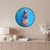 Ananas - Blauw - Tropisch - Vrolijk Fotolijst rond zonder passe partout klein -sfeer3