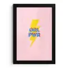 Grl pwr - Bliksem - Roze fotolijst zwart zonder passe partout klein -3d