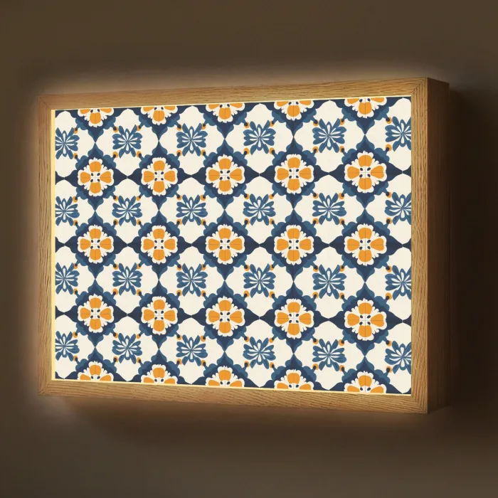 Klassiek - Geometrisch - Blauw Light Box met batterij (Wandlamp) middel 907 -z3d_website