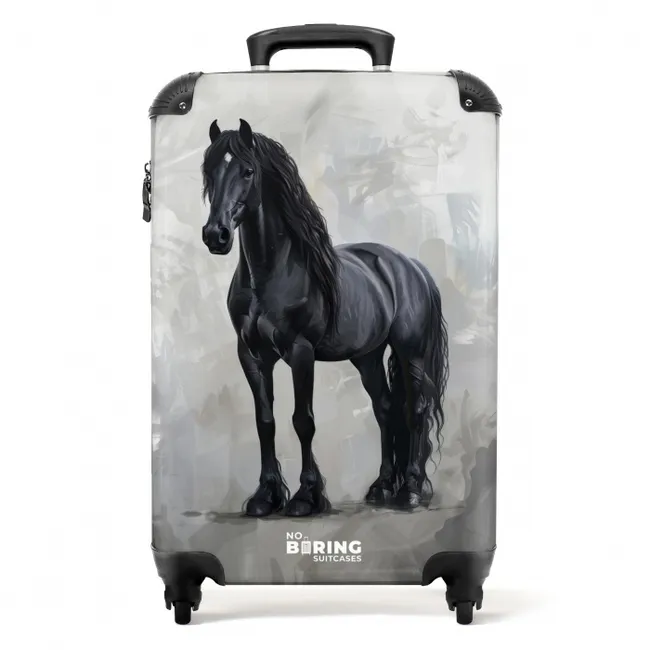 Statisch Portret van een Zwart Paard NBS - Handbagage koffer - Unisex middel -productfoto_recht