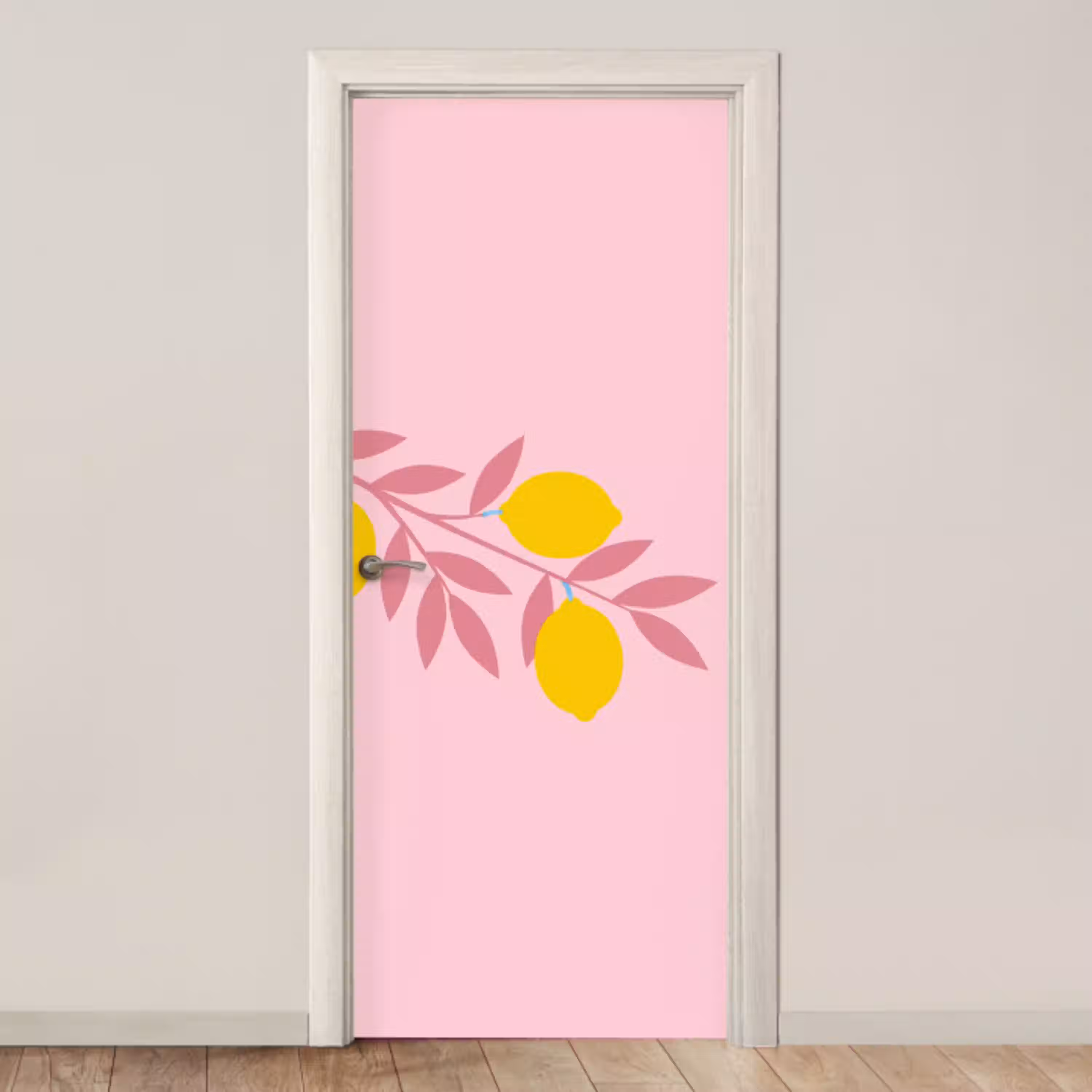 Fruit - Tak - Natuur - Abstract - Roze deurposter klein -3d_beige