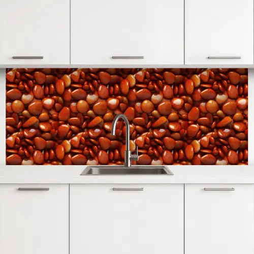 Rode - Glans -Stenen keuken achterwand 2 middel 871 -3d