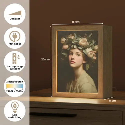 Bloemenstilte - Vrouw - Portret Light Box met kabel (Tafellamp) klein -USP_NL