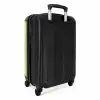 Limegroene achtergrond met donkergroene streepjes NBS - Handbagage koffer - Kinderen Unisex middel -achterkant