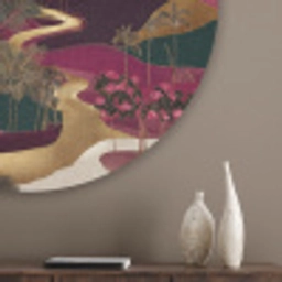 Magisch - Palmbomen - Goud Akoestische PET Vilt - Rond klein 838 -sfeer5_closeup