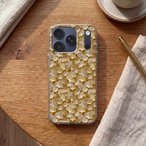 Ginkgo - Bladeren - Goud Telefoonhoesje iPhone 17 Pro klein 878 -sfeer1