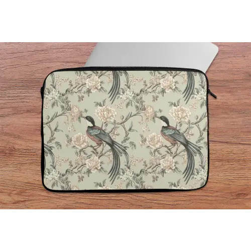 Bloem - Vogel - Kleurrijk laptophoes neopreen klein 279 -tafel