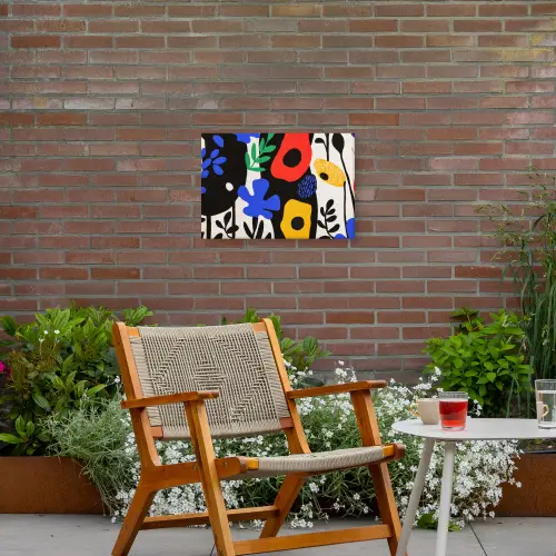 Bloemen - Bladeren - Abstract - Zwart Tuinposter op houten frame 2 cm dik klein -sfeer3