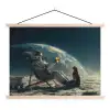 Astronaut - Kat - Glas - Stoel textielposter latten blank klein -3d