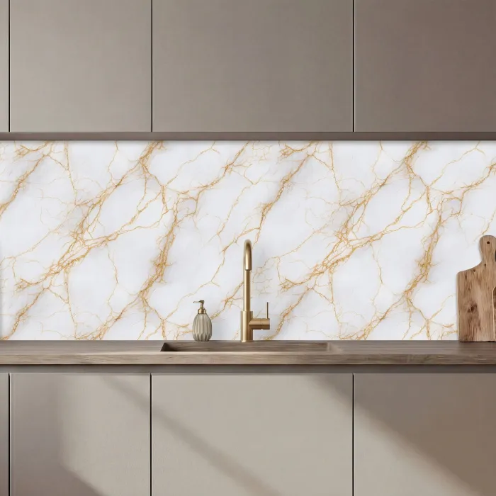 Wit - Goud - Marmer - Aders keuken achterwand 2 middel 871 zz_3dshopping