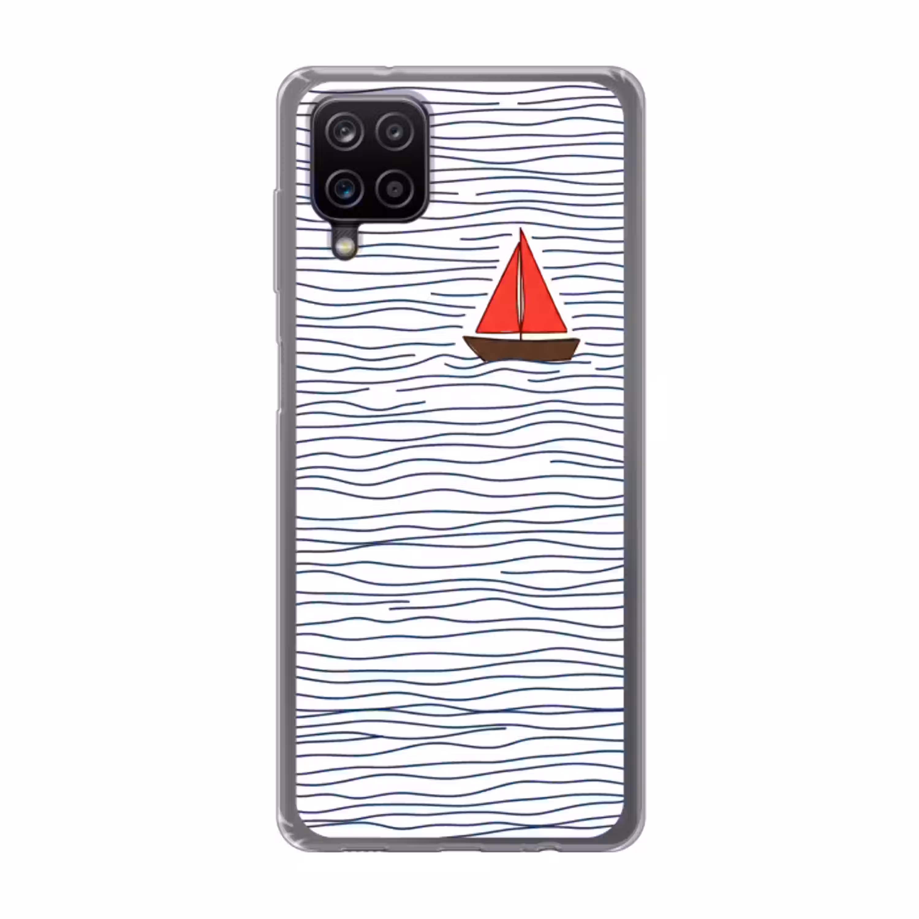 Boot - Water - Rood - Illustratie - Minimalistisch Telefoonhoesje Samsung Galaxy A12 klein -3d