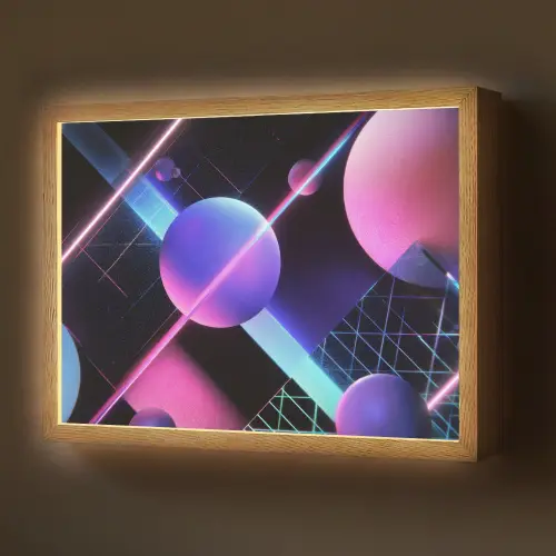 Bollen - Neon - Lijnen - Roze Light Box met batterij (Wandlamp) middel -z3d_website