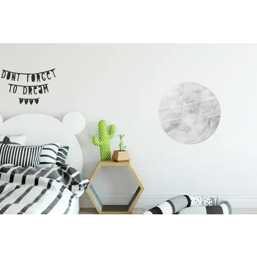 Marmer - Steen - Wit - Luxe - Marmerlook Wandcirkel aluminium klein -kinderkamer