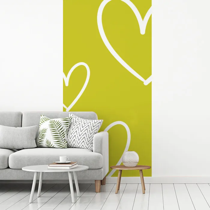 Groen - Hartjes - Wit fotobehang vinyl groot -woonkamer