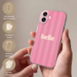 Roze - Gestreept - Belle Apple iPhone 16 klein -sfeer3_NL