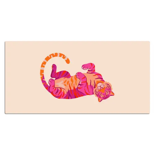 Tijger - Roze - Oranje Muismat XXL klein -3d_leeg