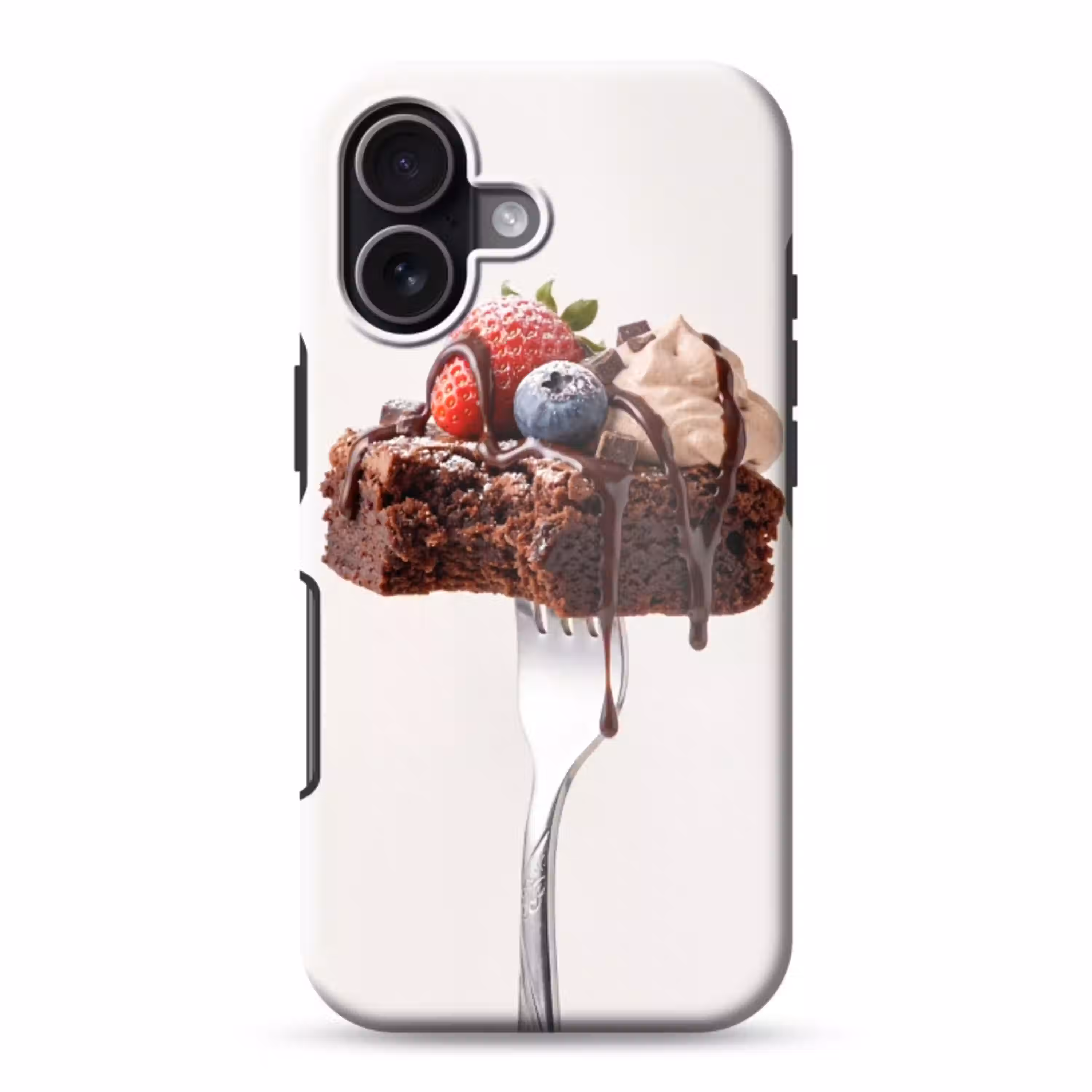 Vork - brownie - aardbei Toughcase MagSafe Apple iPhone 17 klein -3d