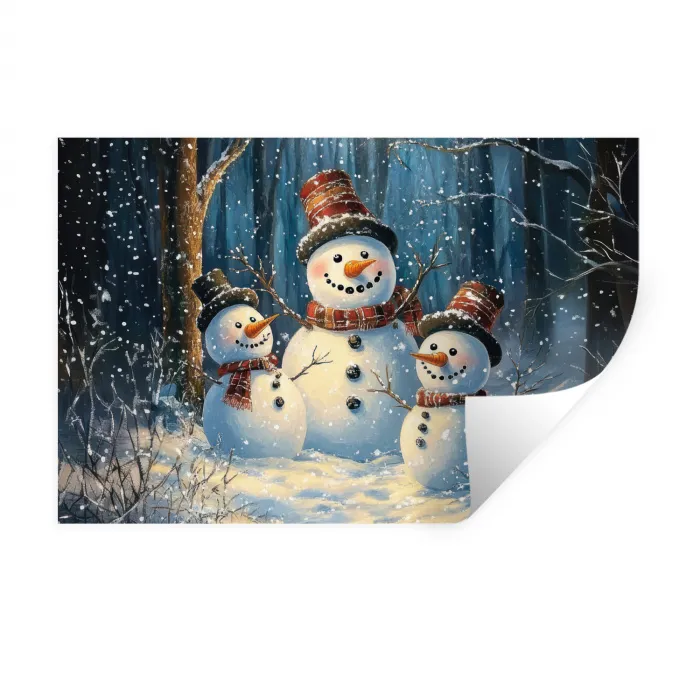 Sneeuwpop - Sneeuw - Winter - Bos Muursticker klein -3d