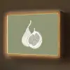 Vijgen - Minimalistisch - Getekend - Mosgroen Light Box met batterij (Wandlamp) middel -z3d_website