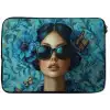 Vrouw - Bloemen - Vlinders - Blauw - Abstract laptophoes neopreen klein -zkaufland3dotto
