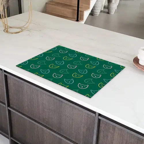 Donkergroen - Gezichten - Katten - Kleuren Inductie beschermer vinyl 3mm klein 276 -sfeer8