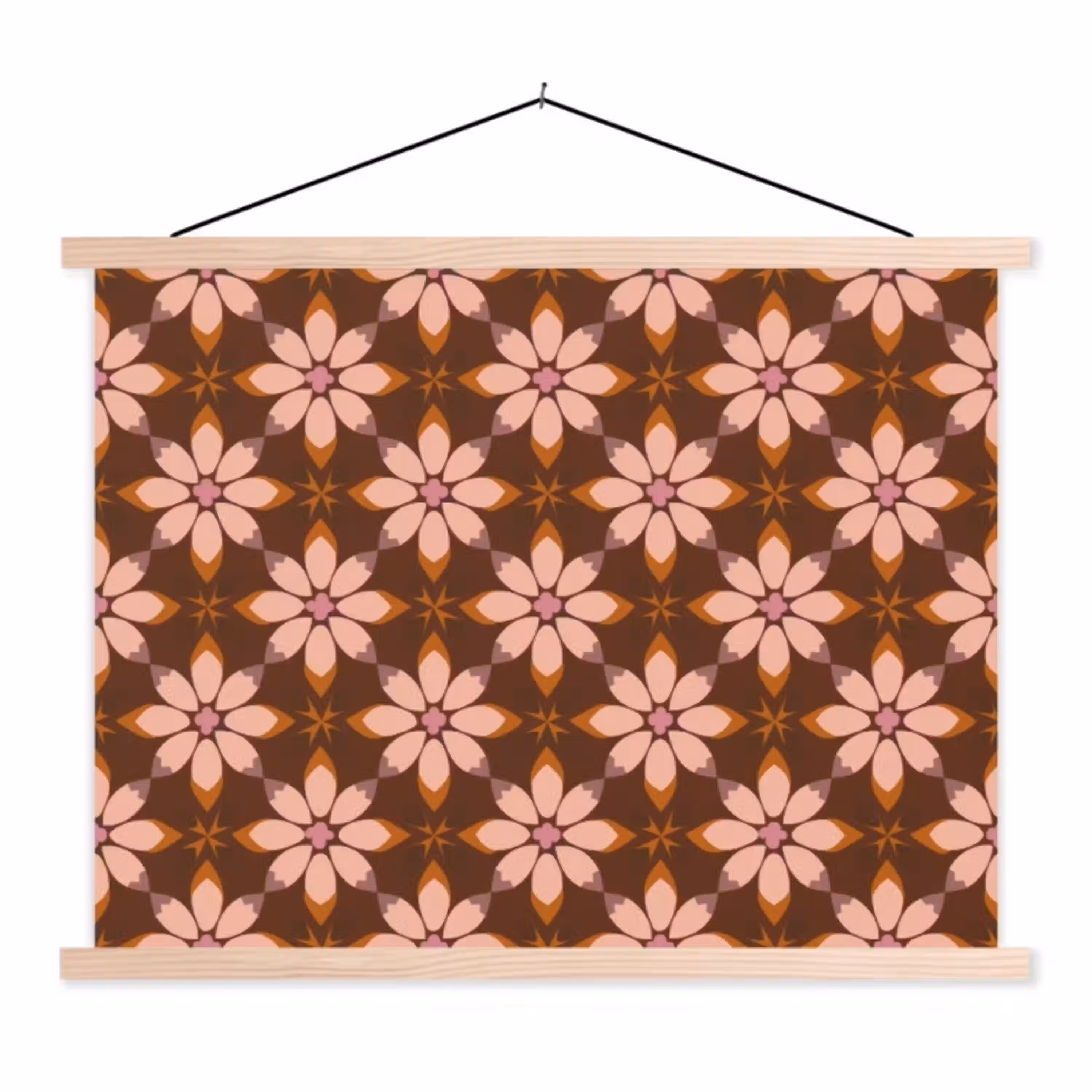 Klassiek - Retro - Bruin textielposter latten blank klein 122 -3d